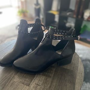 Black leather ankle boot